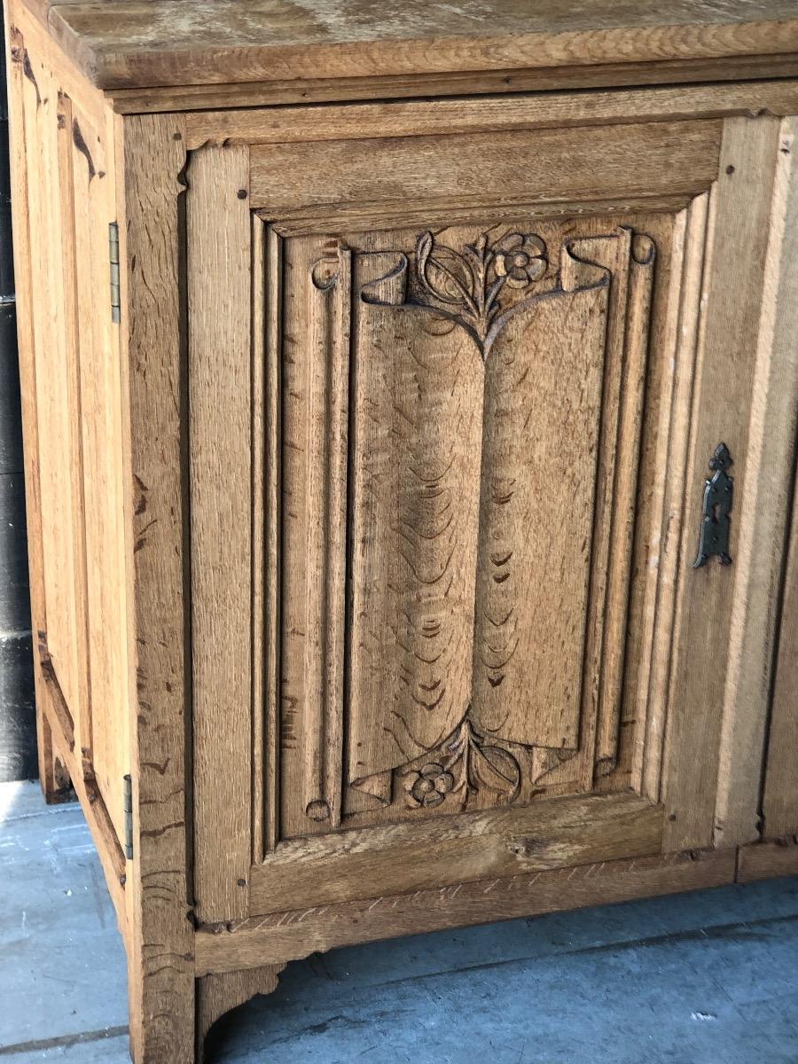 Bleached oak Gothic bookcase 